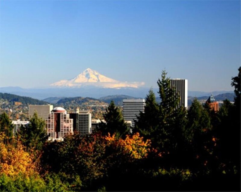 Portland cityscape with Mount Hood
