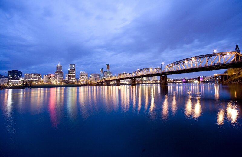 Portland skyline at dusk
