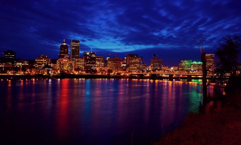 Portland skyline at dusk