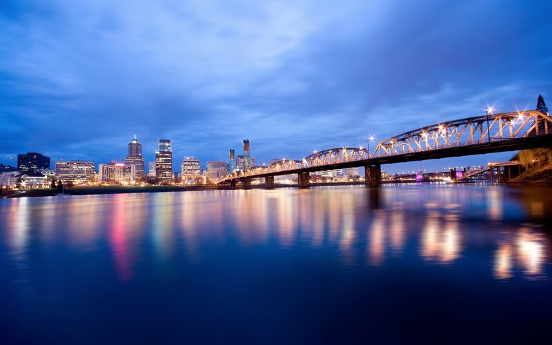 Portland skyline at dusk