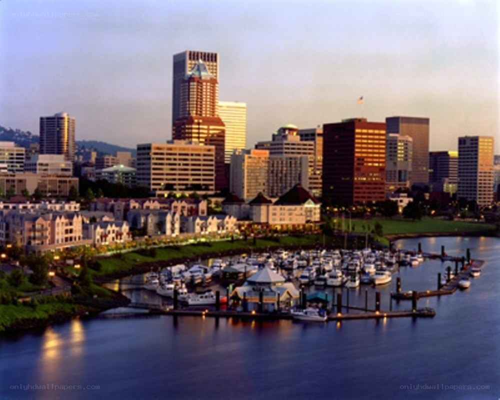 Portland skyline at dusk