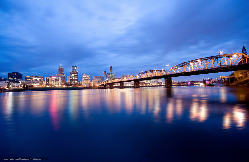 Portland Skyline at Dusk — Blue, Serene