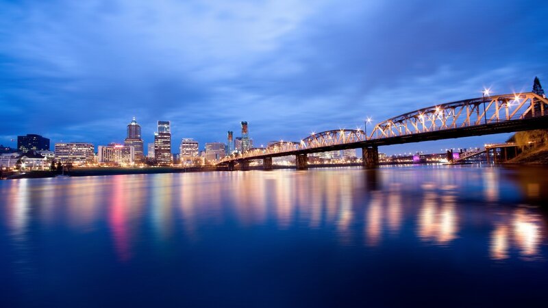 Portland Skyline at Dusk — Blue