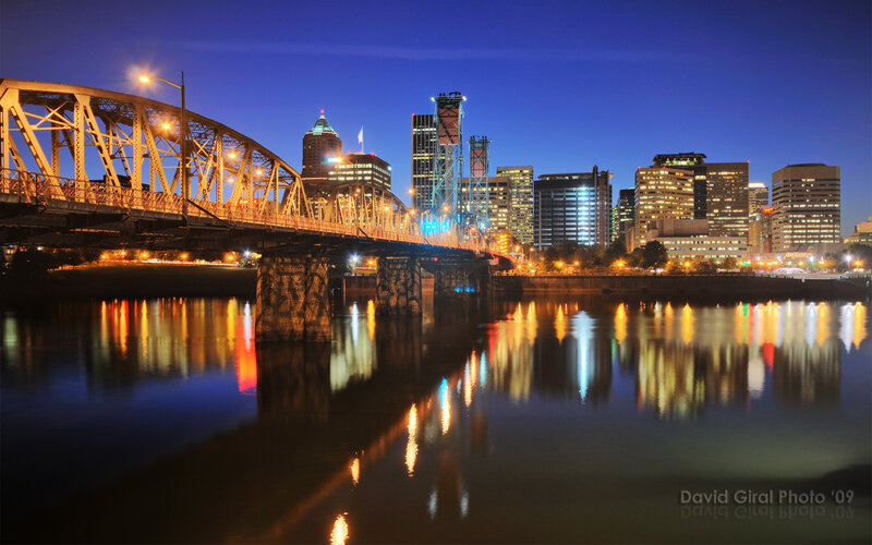 Portland skyline at night