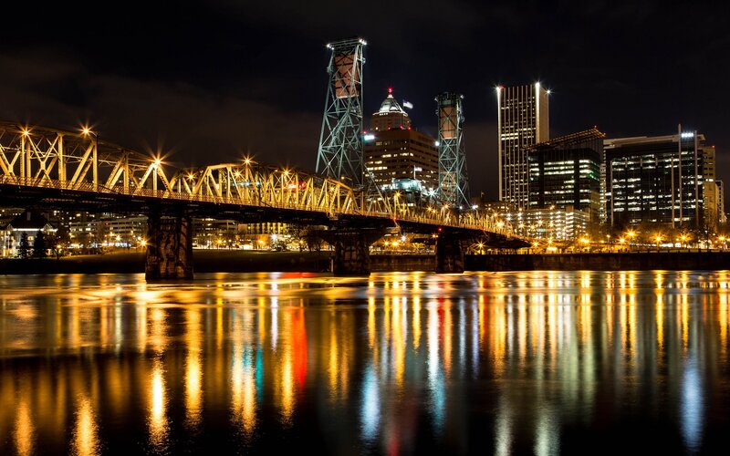 Portland skyline at night