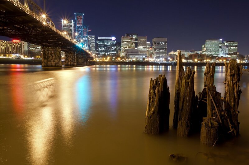 Portland skyline at night