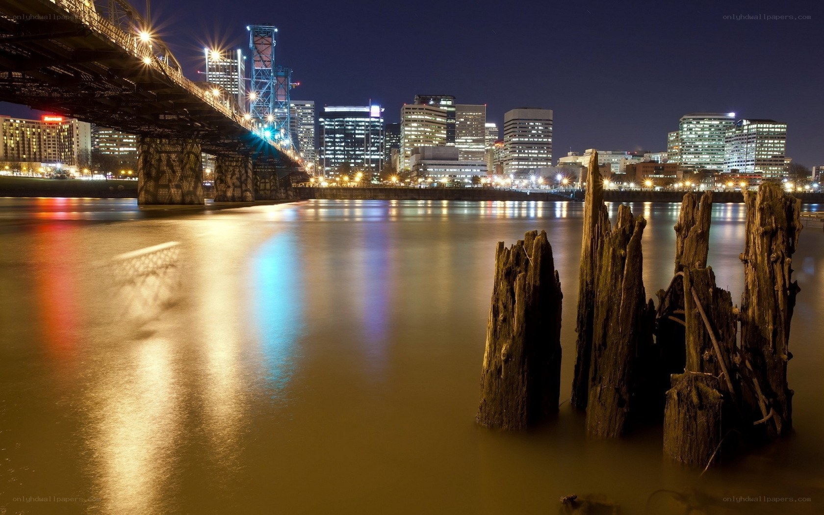 Portland skyline at night