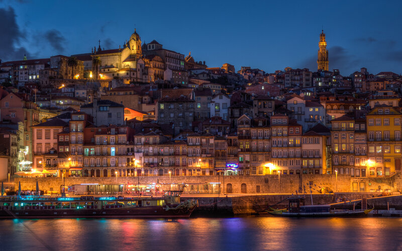 Porto Cityscape at Night — Blue