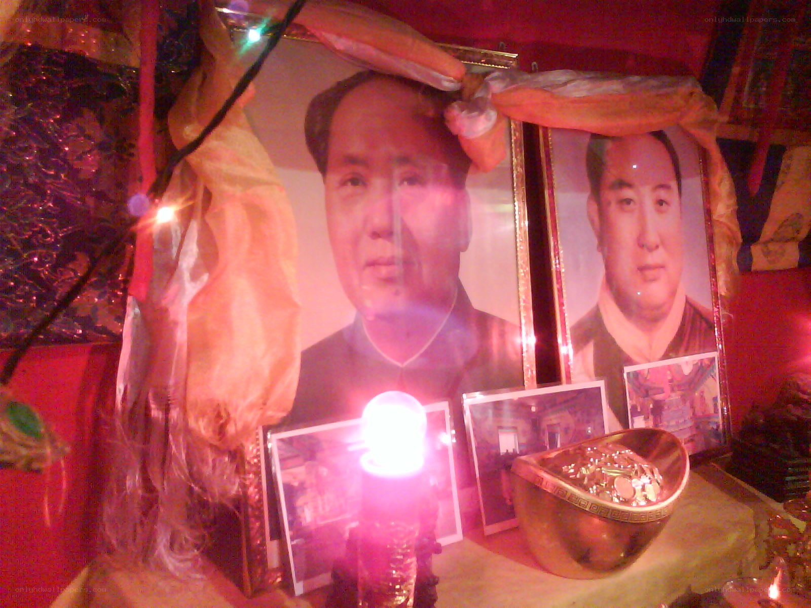 Portrait display with offerings