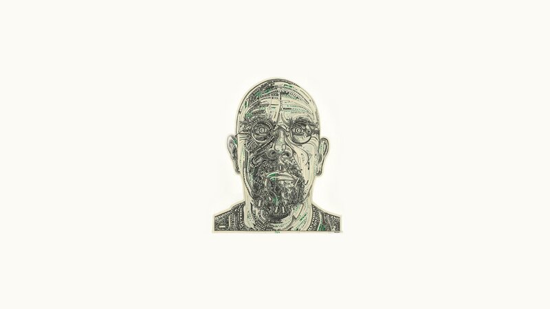 portrait made of dollar bills