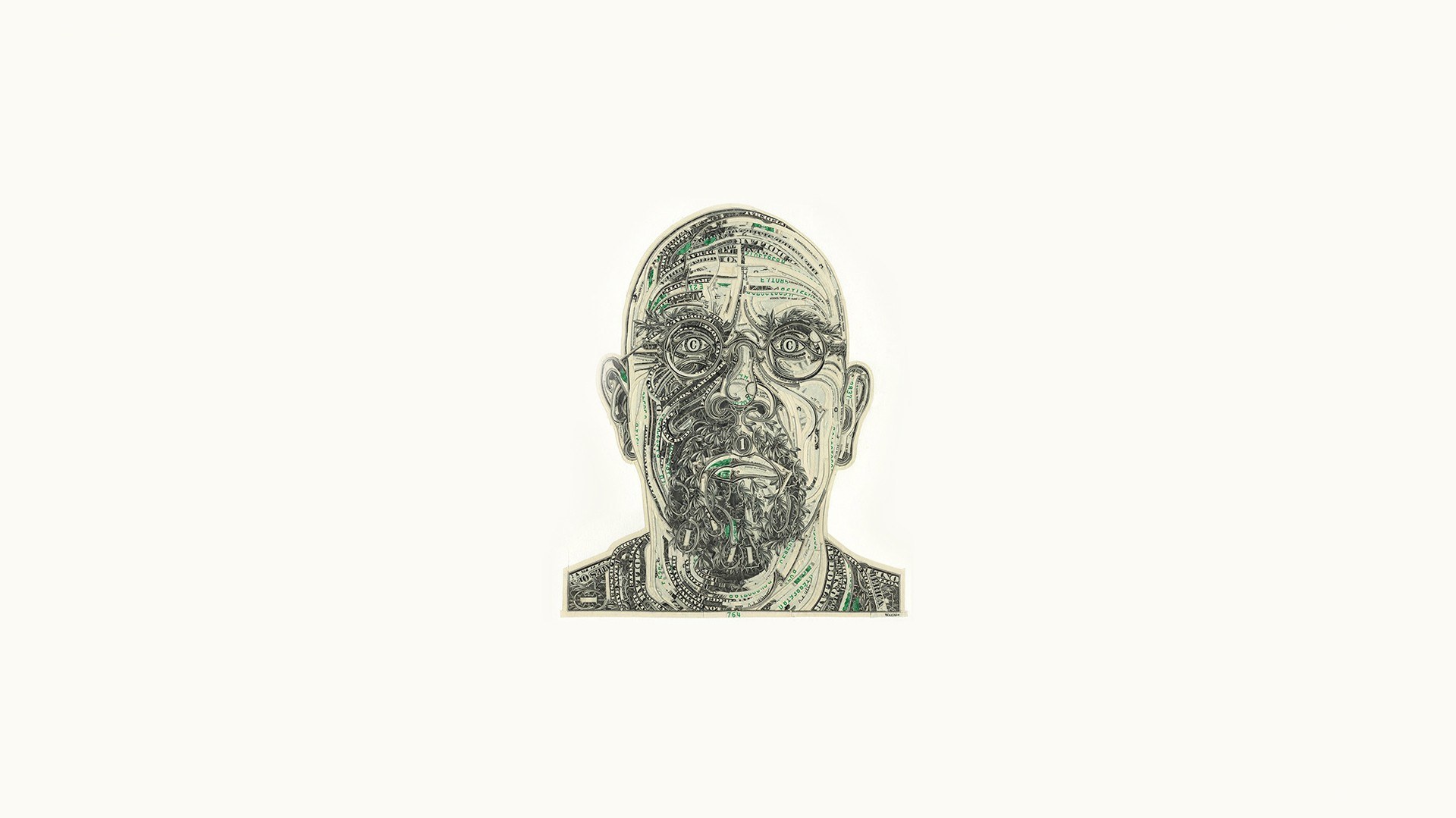 portrait made of dollar bills