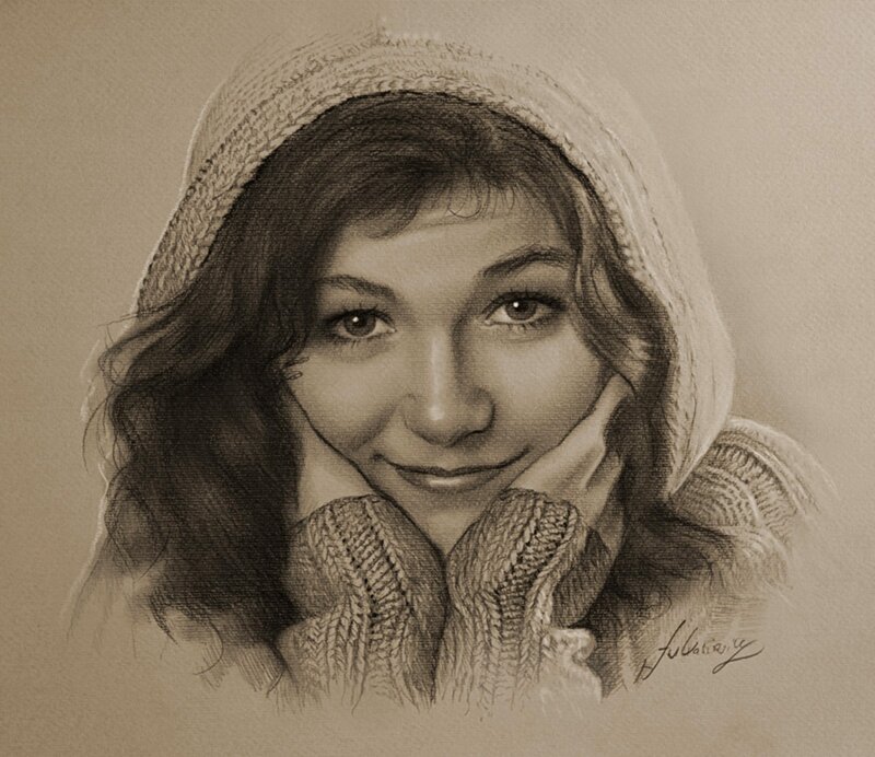 portrait of a girl in winter clothes