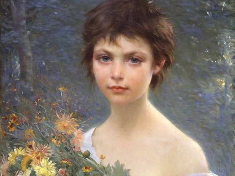 Portrait of a girl with flowers