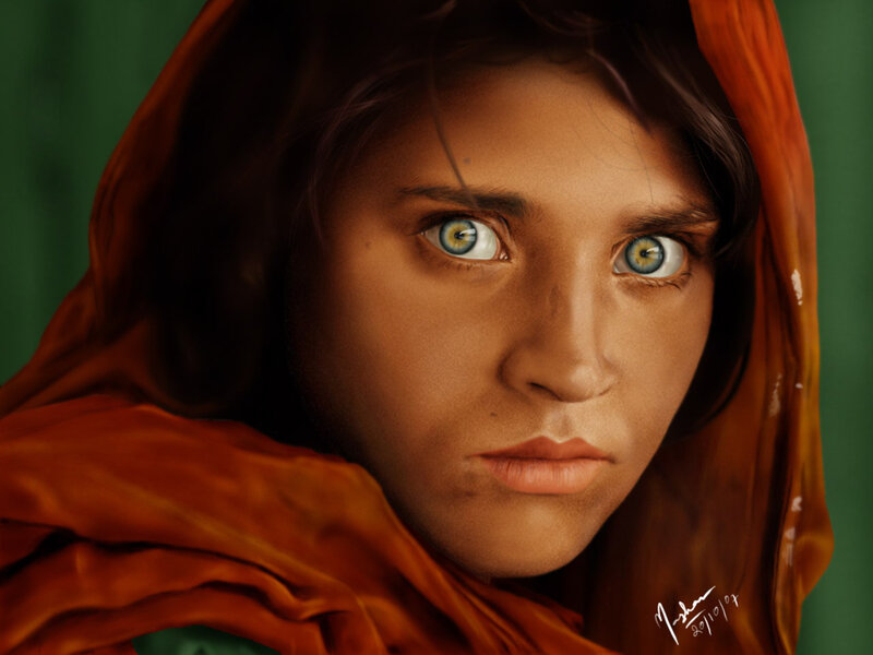 portrait of a girl with green eyes