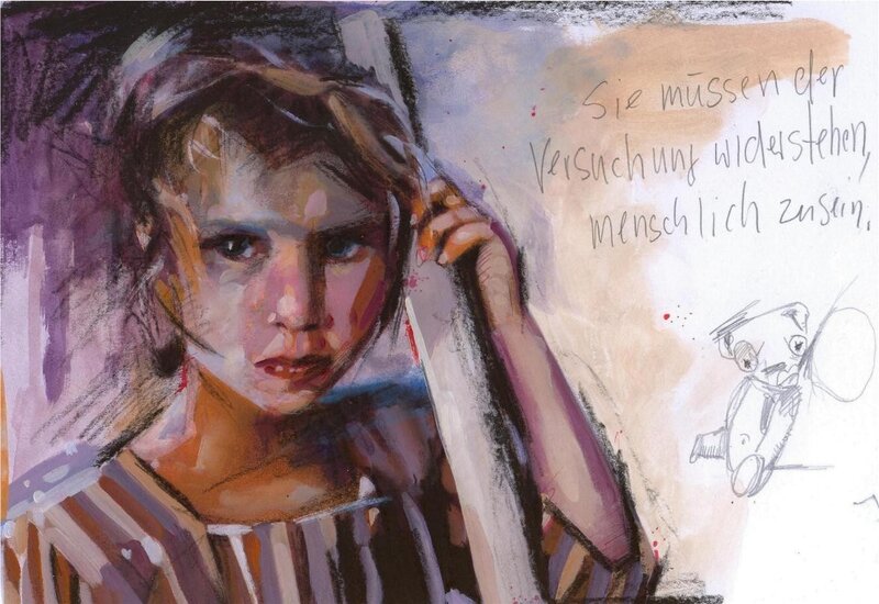 Portrait of a girl with text