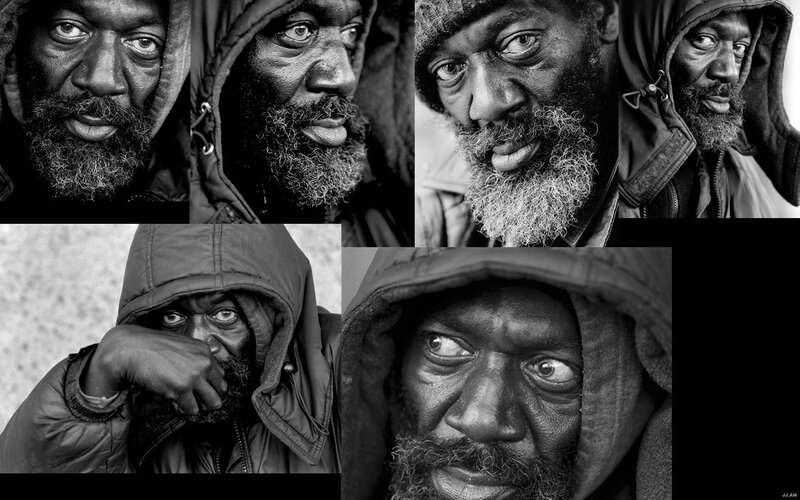 Portrait of a homeless man