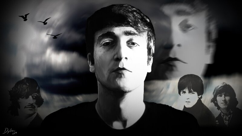 Portrait of a Man — Black, Dramatic, Digital Art, Birds