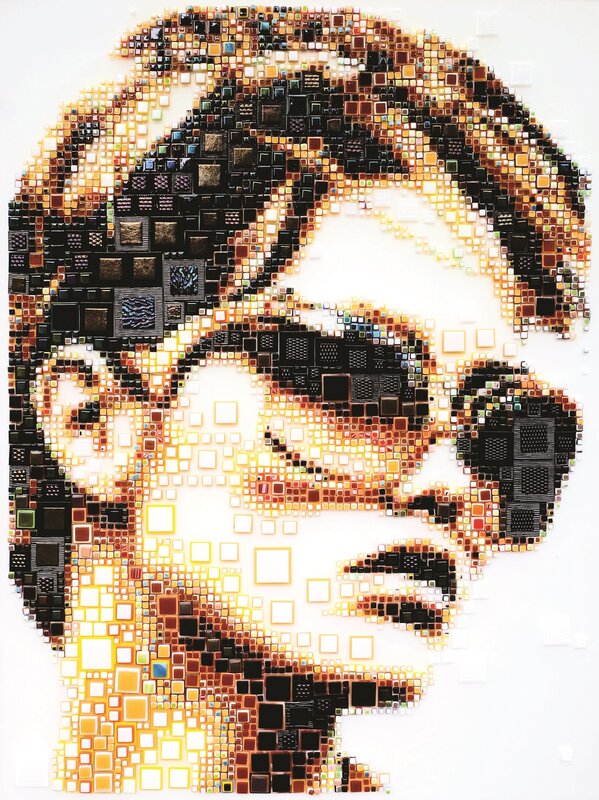 Portrait of a Man — Black, Dramatic, Pixel Art