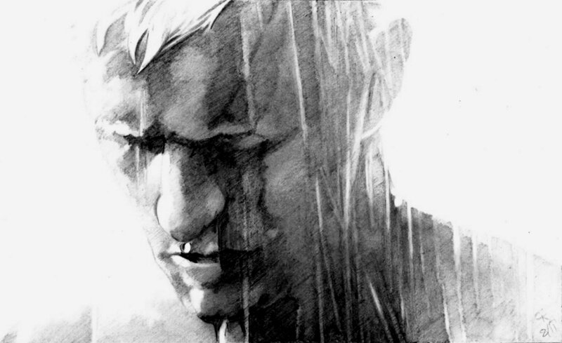 portrait of a man in rain