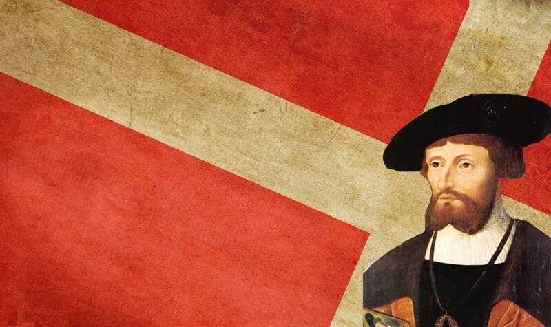 Portrait of a man with Danish flag