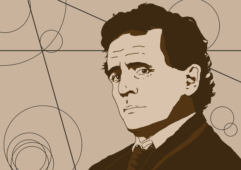 portrait of a man with geometric background
