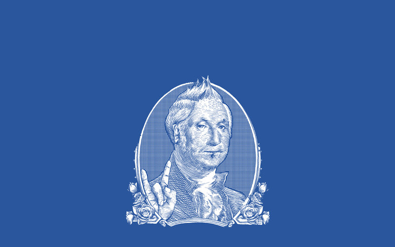 portrait of a man with middle finger