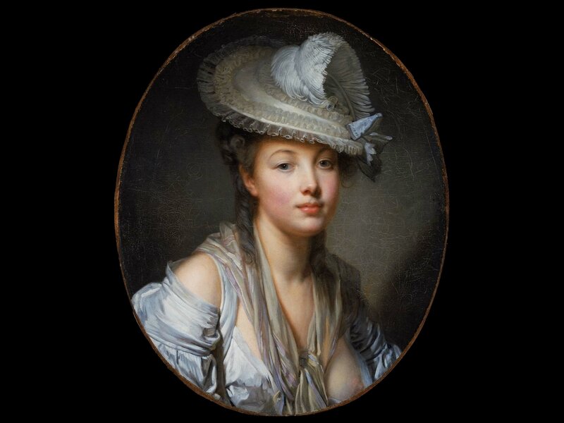 Portrait of a woman in a feathered hat