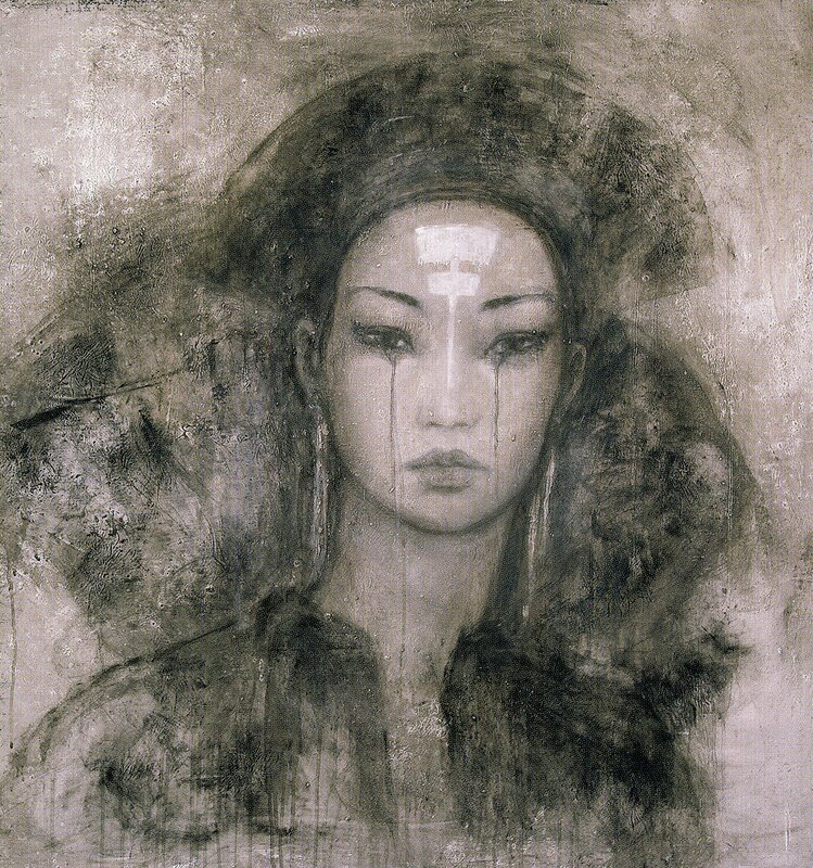 Portrait of a woman with tears