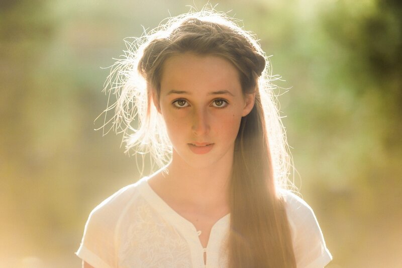 portrait of a young woman in sunlight