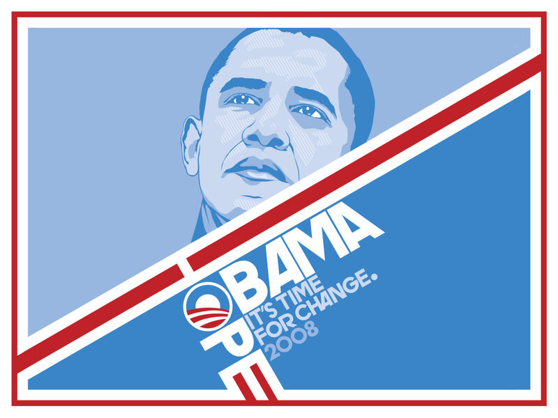 Portrait of Barack Obama — Blue, Political