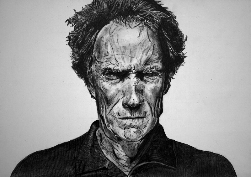 Portrait of Man — Black, Serious