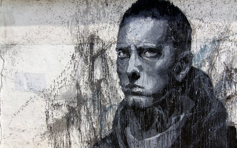 Portrait of Man on Wall