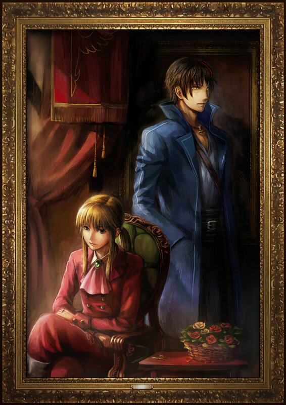 Portrait of two characters in a painting