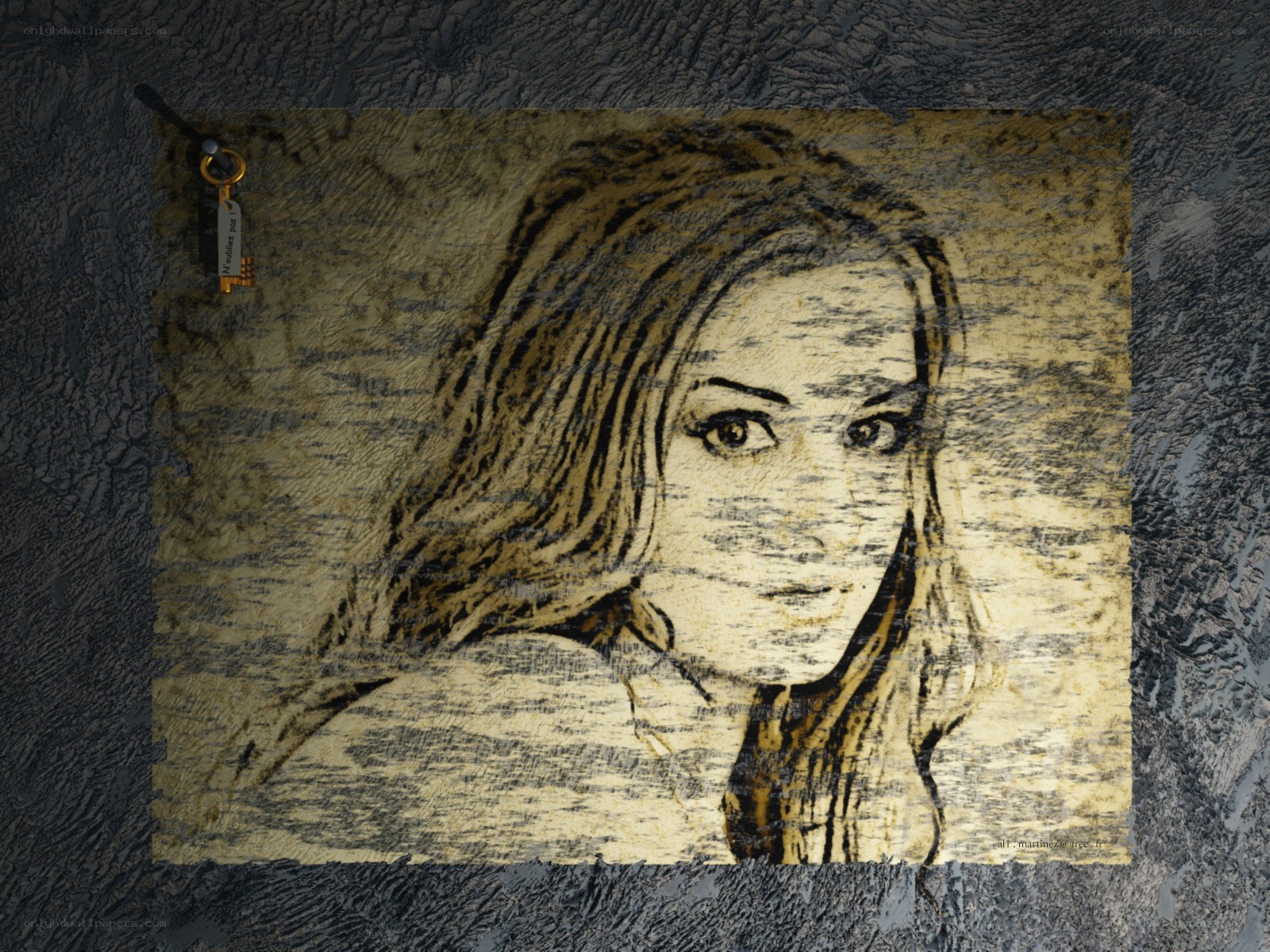 portrait on textured paper
