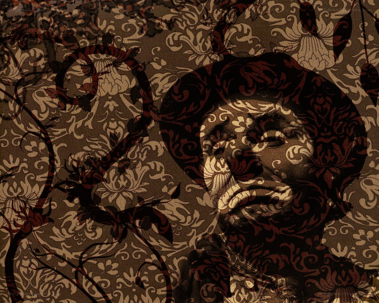 portrait with floral overlay