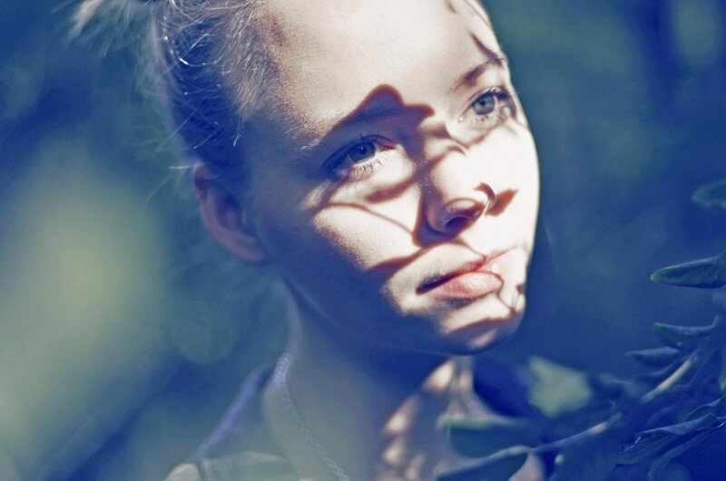 portrait with leaf shadows