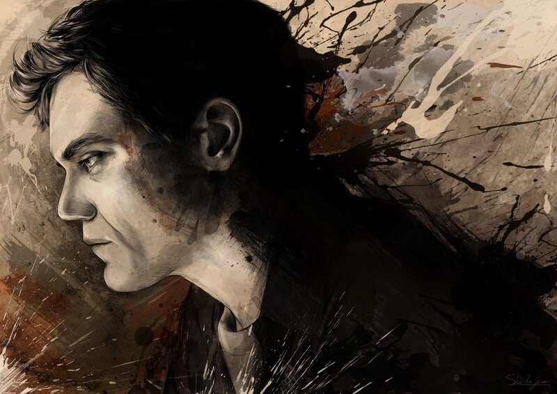Portrait with paint splatters