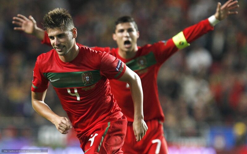 Portugal players celebrate goal
