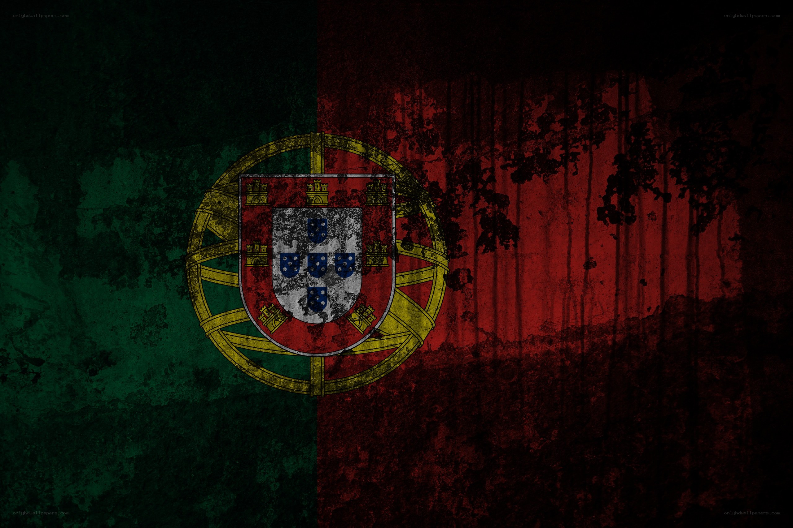 Portuguese flag with grunge texture