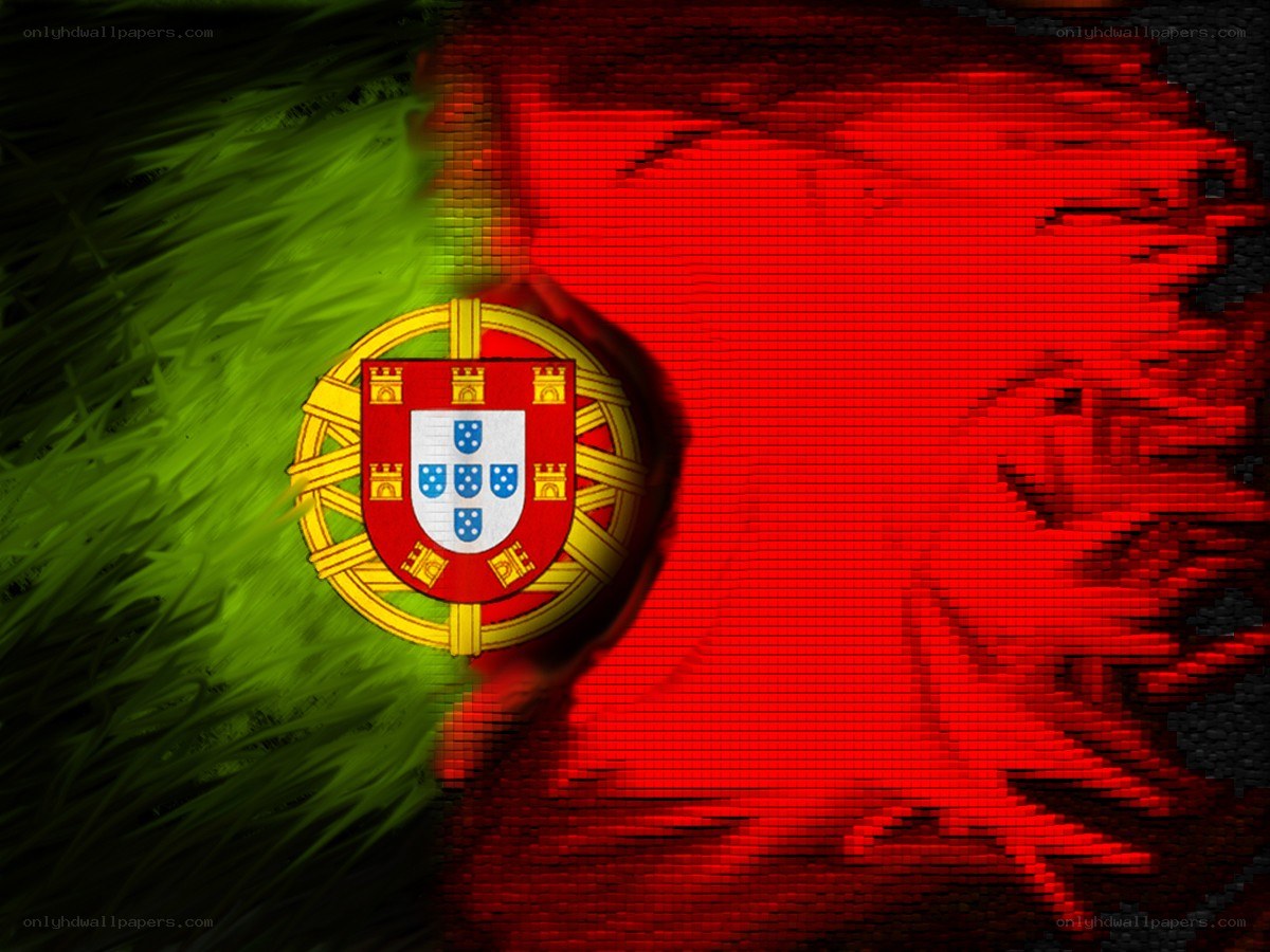 Portuguese flag with pixel art