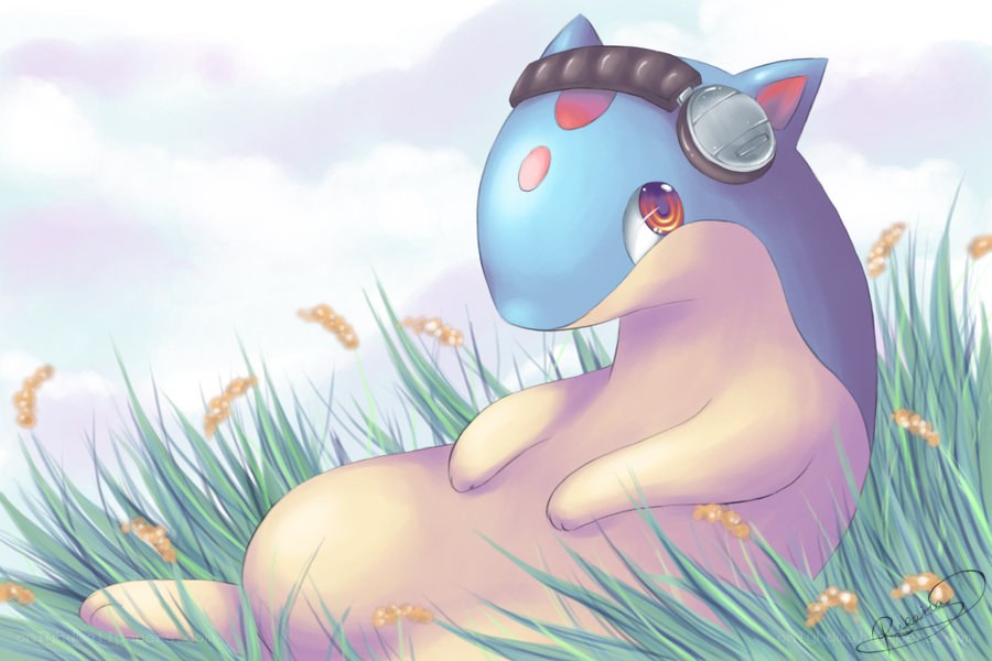 Porygon relaxing in grass