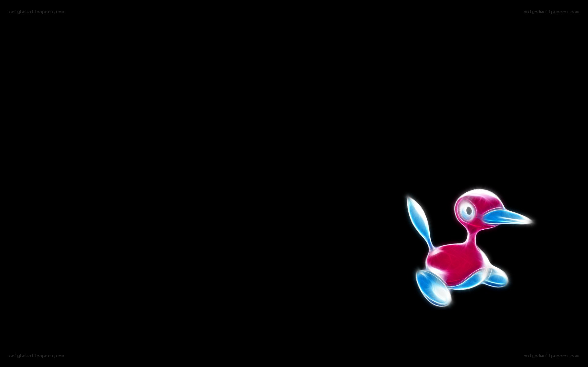 Porygon-Z glowing on black