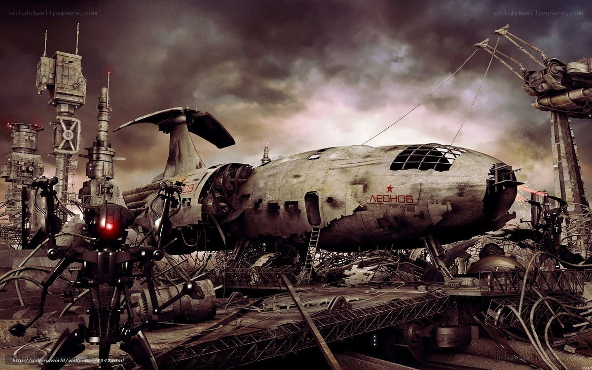 post-apocalyptic aircraft wreckage