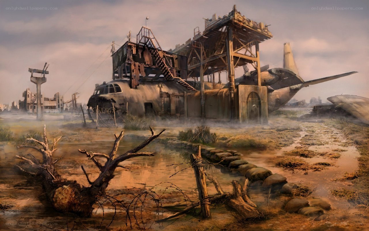 Post-apocalyptic airfield ruins