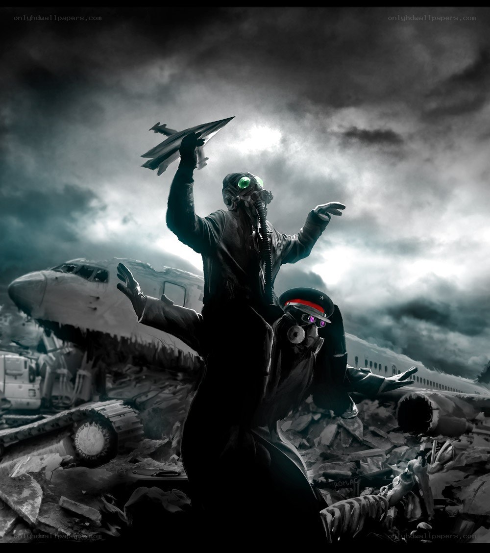 Post-apocalyptic airfield scene