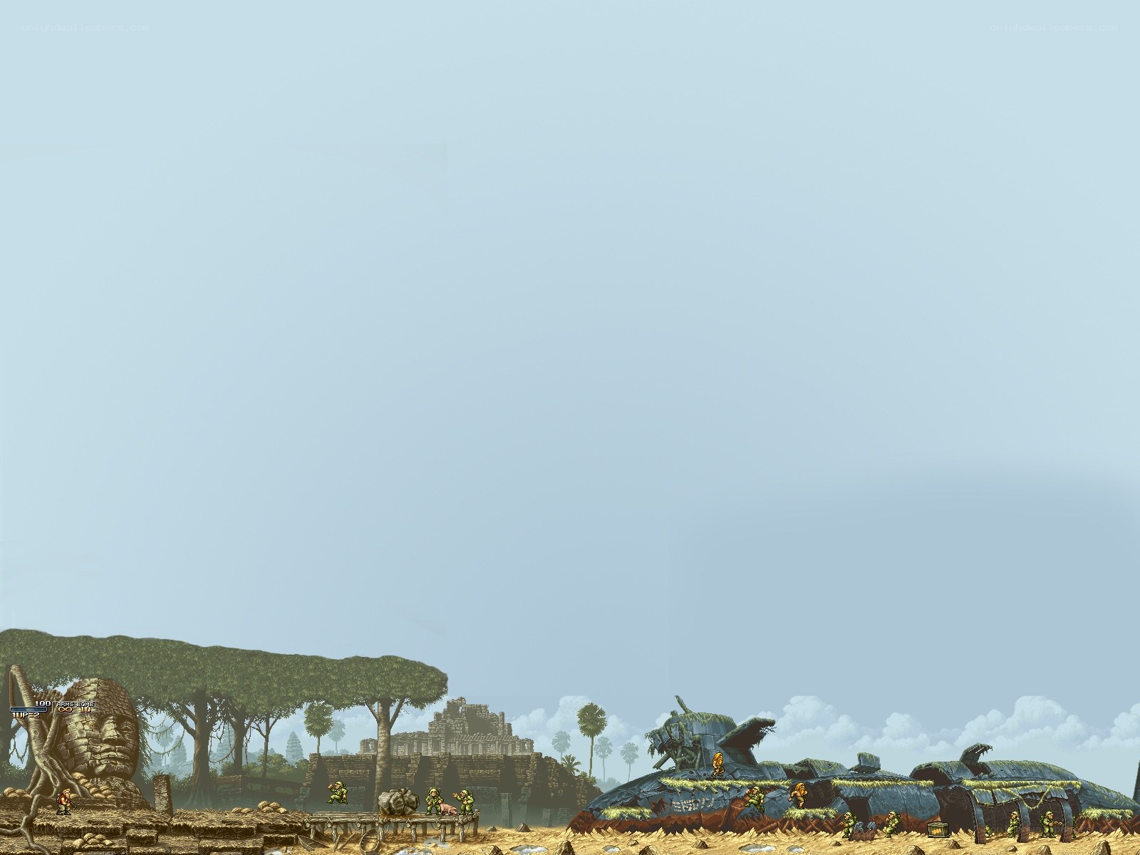 Post-apocalyptic battlefield scene