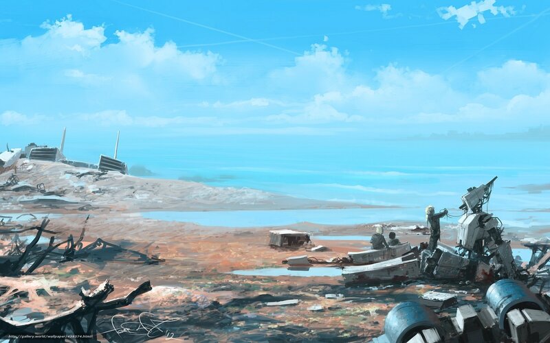 Post-apocalyptic beach scene