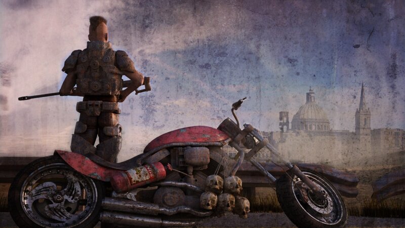 post-apocalyptic biker scene