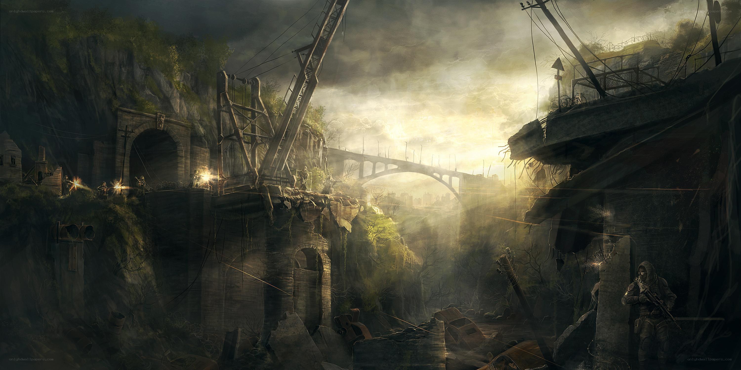 Post-apocalyptic canyon landscape