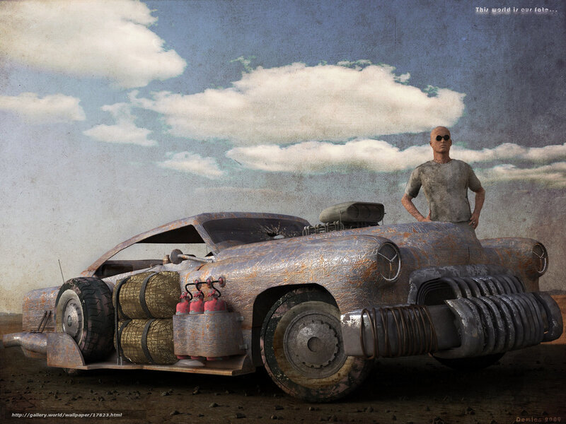 post-apocalyptic car and driver